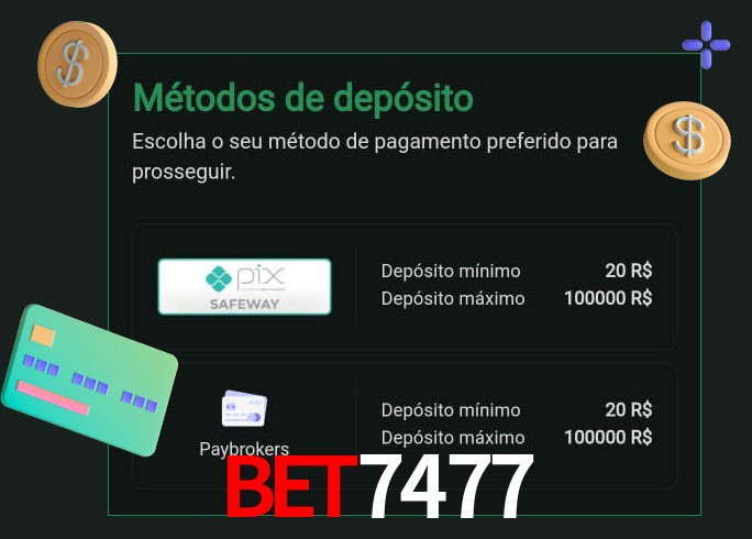 O cassino bet7477 oferece uma grande variedade de métodos de pagamento